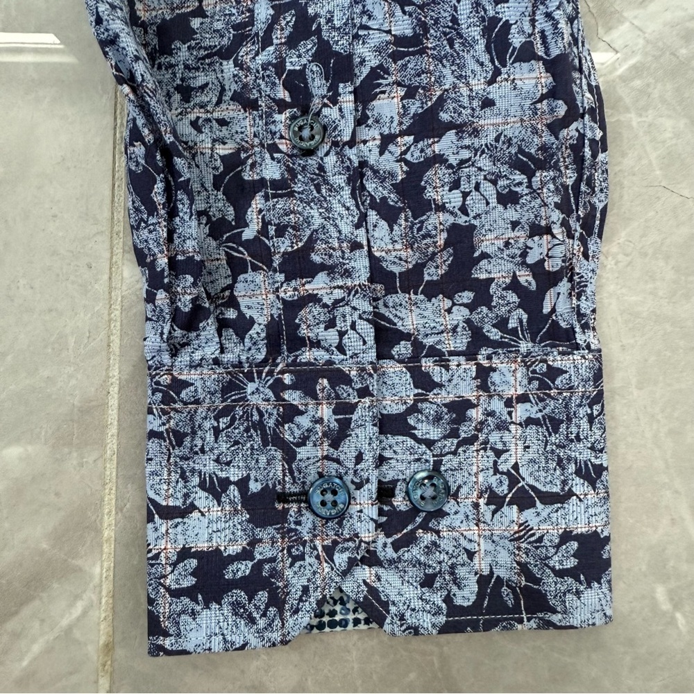 Men’s Bugatchi Floral Patterned Long Sleeve Button Down Dress Shirt Shaped Fit - Picture 8 of 16